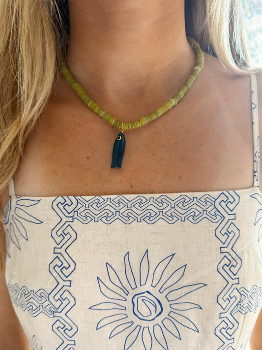 Coastal Charm Fish Necklace- Green