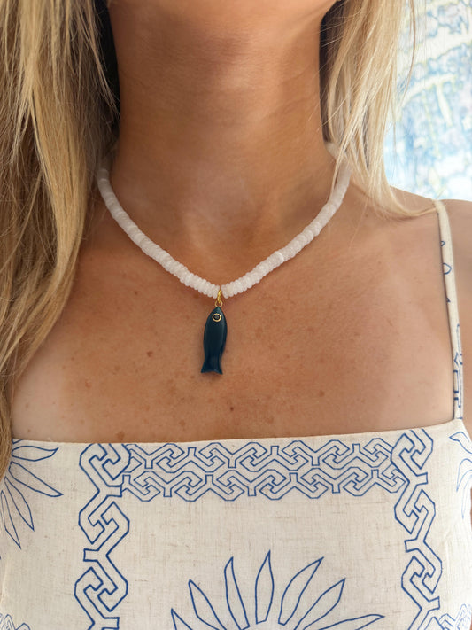 Coastal Charm Fish Necklace- White